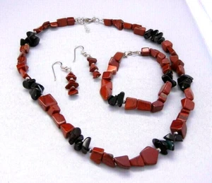 JASPER AGATE 925 STERLING SILVER NECKLACE Bracelet Earrings SET Handmade NEW - Picture 1 of 3