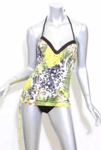 ANNA CLUB BY LA PERLA Womens Multi-Color Ruched Halter One-Piece Swimsuit 8 NEW - Picture 1 of 4