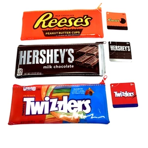 3 Pack Twizzlers Reese’s Hersheys Vinyl Zipper Pencil Case Make-Up Bags NEW - Picture 1 of 1