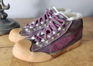 Auténticas Zapatillas Altas Puma Cuero Borgoña Forradas de Vellón Para Mujer 8 Granates - Imagen 1 de 11