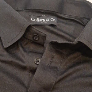 Collars & Co Negro Vestido Cuello Polo Para Hombre Manga Corta Largo Rendimiento Peso Largo - Imagen 1 de 6