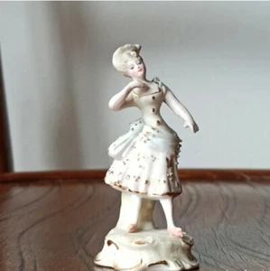 Antigua y preciosa figura de finísima porcelana biscuit * dama con sombrero - Imagen 1 de 10