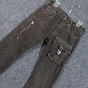 Levis 501 Jeans Mens 31x40 Green Cargo Pockets Strap Adjustable Buckle Altered - Picture 1 of 12