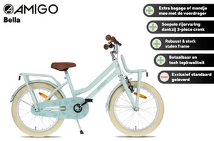 AMIGO Kinderfahrräder Mädchen Bella 16 Zoll 26 cm Mädchen Rücktrittbremse Grün - Bild 1 von 8