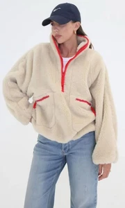 Neu mit Etikett Rumored Sun Valley Sherpa 1/2-Reißverschluss Pullover/Sweatshirt/Fleece/flauschig Gr. S/M - Bild 1 von 9