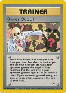 Blaine's Quiz #1 97/132 Gym Heroes Regular Rare Vintage Pokemon Card - Picture 1 of 11