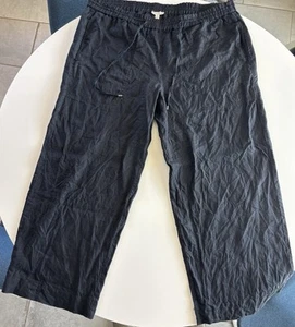 Pantalone Eileen Fisher lino biologico gamba larga tasche nero taglia XL - Foto 1 di 6