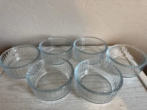 6er Set Vintage Pyrex klar gewellter Rand Puddingbecher Auflaufförmchen 9,5 cm - Bild 1 von 7