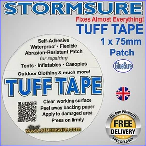 CINTA DE TOLDO DE TORMENTA 1 x 75 mm Campamento Tienda Reparación Impermeable Parche Pegajoso - Imagen 1 de 12