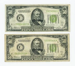 FR#2102C $50 1934 (2) Federal Reserve Notes Philadelphia DC-6168 - Picture 1 of 2