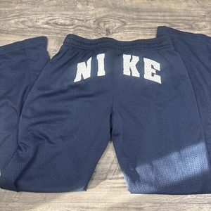 Nike Youth Girls Large Navy Blue Spellout Butt Track Basketball Pants Snap Botom - Picture 1 of 16