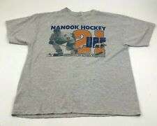 VINTAGE Alaska Nanooks Shirt Size Large L Gray Short Sleeve Tee UAF Hockey 1996