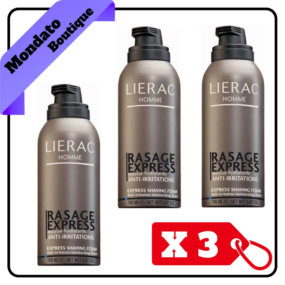 LIERAC UOMO RASAGE EXPRESS SCHIUMA DA BARBA ANTI IRRITAZIONI 50ml VIAGGIO (X3)