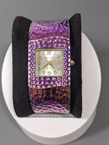 Vernier Hammered Purple Rainbow Hinge Cuff Bracelet Square Dial 6 inch - Picture 1 of 10