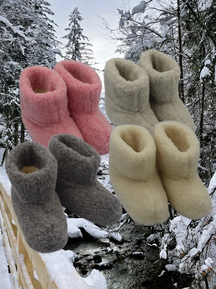 LADIES SLIPPERS WOMENS NATURAL WOOL THERMAL ANKLE BOOTS WARM SHOES ALL SIZE