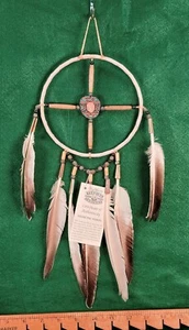 Vintage New Old Stock Medicine Wheel w Painted / Stone Beads & Feathers COA NWT - Picture 1 of 12