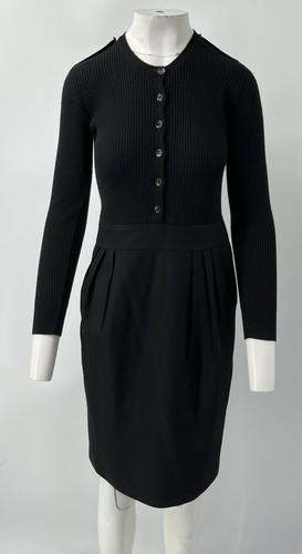 Maglione Burberry nero lavorato a maglia combinazione lana cashmere manica lunga guaina taglia 10