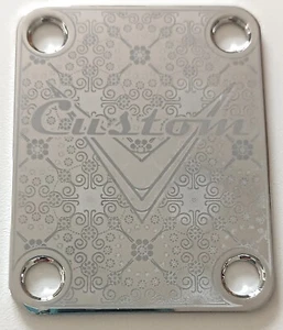 NECK PLATE - Custom -chrome - guitare & basse - Bild 1 von 4