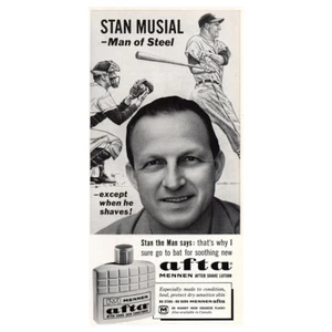 1964 Mennen Afta After Shave Lotion: Stan Musial Vintage Print Ad - Picture 1 of 1