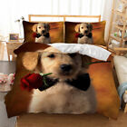 Floral Dog Doona Duvet Quilt Cover Set Single/Double/Queen/King Size Pillowcase