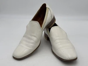 Joseph Cheaney White Leather Loafers Shoes Vintage 8660w Men’s Size 11.5 UK - Picture 1 of 19
