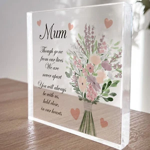 Mum Memorial Plaque Acrylic Block Beautiful Mum Memorial Sign Memorial Gift - Picture 1 of 9