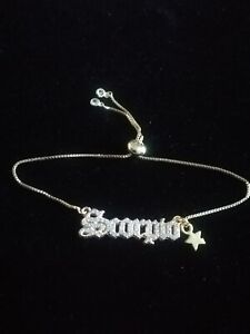Golden Star Sign "Scorpio" Crystal Slider Bracelet