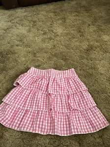 TCP The Childrens Place Pink White Check Lined Adjustable Waist Skirt Girls 12 - Picture 1 of 7