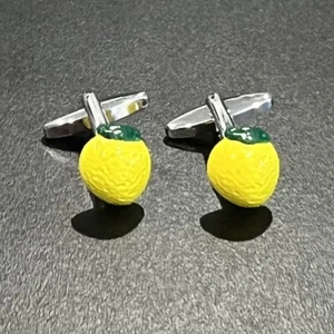 Lemon Cufflinks For Men Birthday Wedding Gift Fancy Fruit Cufflinks In Box - Picture 1 of 6