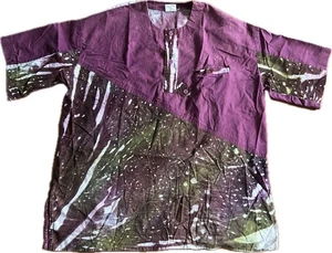 New World 1/4 Knopf Hemd Batik Henley Hippie lila Herren M Boho Dashiki gebraucht, in einwandfreiem Zustand - Bild 1 von 10