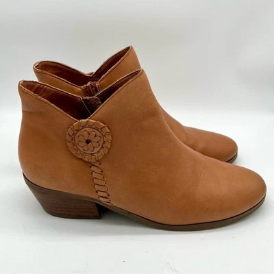 JACK ROGERS Botín de Cuero Peyton en Roble Cremallera Western Tacón Bloque 7 Foto 1 de 4