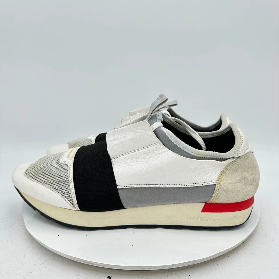 Balenciaga Tricolor Men Sz EU 45 US 12 White Leather Suede Mesh Race Runner Shoe - Image 1 of 4