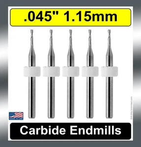 .045" 1.15mm End Mill 2-Flute 5-Pieces Premium Carbide Made in USA  UMT111a - Picture 1 of 5