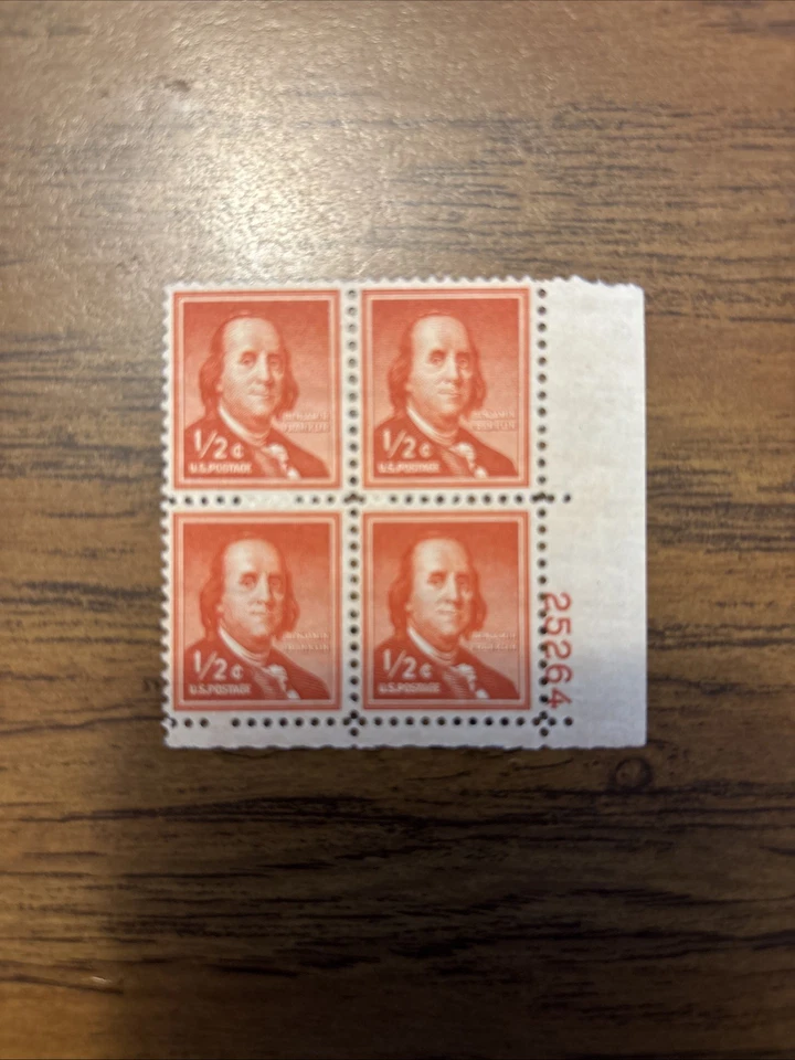 1954 1/2c Benjamin Franklin Mint Stamp Plate Block #1030 - Image 1 of 1