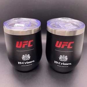 New! 🚨UFC x 19 Crimes Wine Tumblers Set If 2 Cups With Lids - Picture 1 of 7