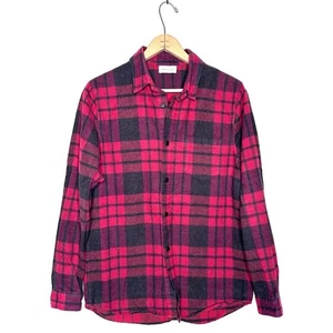 John Elliott Mens' Red Black Plaid Brushed Flannel Button-Up Shirt Size US M - Picture 1 of 6