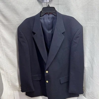 Casaco Jaqueta Blazer Vintage New Castle & York 48R Azul Marinho Dourado 2 Botões - Imagem 1 de 4