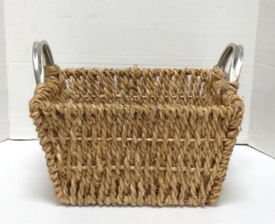 Тканая Морская трава Организация Хранения Игрушка Lego Craft Корзина Металлические Ручки СРЕДНИЙ РАЗМЕР 12x7 - Изображение 1 из 4