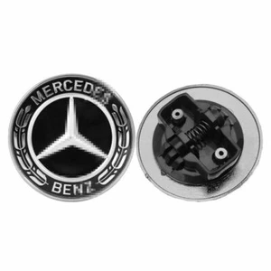1× Für Mercedes Benz Stern Emblem Motorhaube Schwarz Lorbeer 57mm Logo abzeichen - Bild 1 von 4