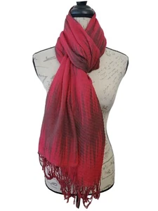 Jessica Simpson tiefrosa Ikat Schal 27 x 81 lang Fransen Herbst Winter  - Bild 1 von 8