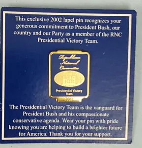 2002 Republican National Committee RNC Presidential Victory Team Anstecknadel Bush - Bild 1 von 5