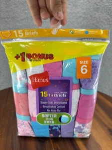 Hanes Girls Tagless Briefs Soft Cotton Underwear 15 Pack Pair Size 6, 8, 10 - Picture 1 of 7