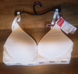 NWT Hanes white cool comfort flex cotton stretch wireless bra size 2XL - Picture 1 of 7