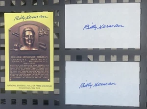 3 autographs! Billy Herman signed color HOF Postcard, two signed 3x5 Index Cards - Picture 1 of 1