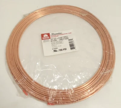 Mueller D 02050 Copper Refrigeration Tube Dehydrated 1/8" OD x 0.030" x 50' Coil