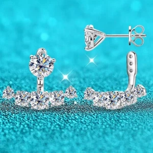 D VVS1 Moissanite Drop Stud Earring S925 Silver 18K White Gold Plated Jewel Gift - Picture 1 of 12
