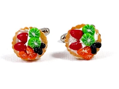 Gemelos Tarta de Frutas--Artesy Hechos a Mano Genial Foodie Lindo Postre Hornear Chef Divertido Foto 1 de 2