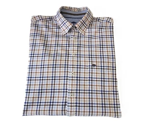Fynch Hatton Twill Hemd Gr. 41/42 L Herren langarm blau beige braun kariert - Bild 1 von 16