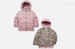 GERRY GIRLS REVERSIBLE HOODED JACKET FAUX FUR (Peony/Leopard, 2T) NWT - Picture 1 of 1
