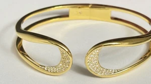 Pave Crystal Double Loop Cuff Bracelet Signed "N" and embedded crystal - Picture 1 of 6